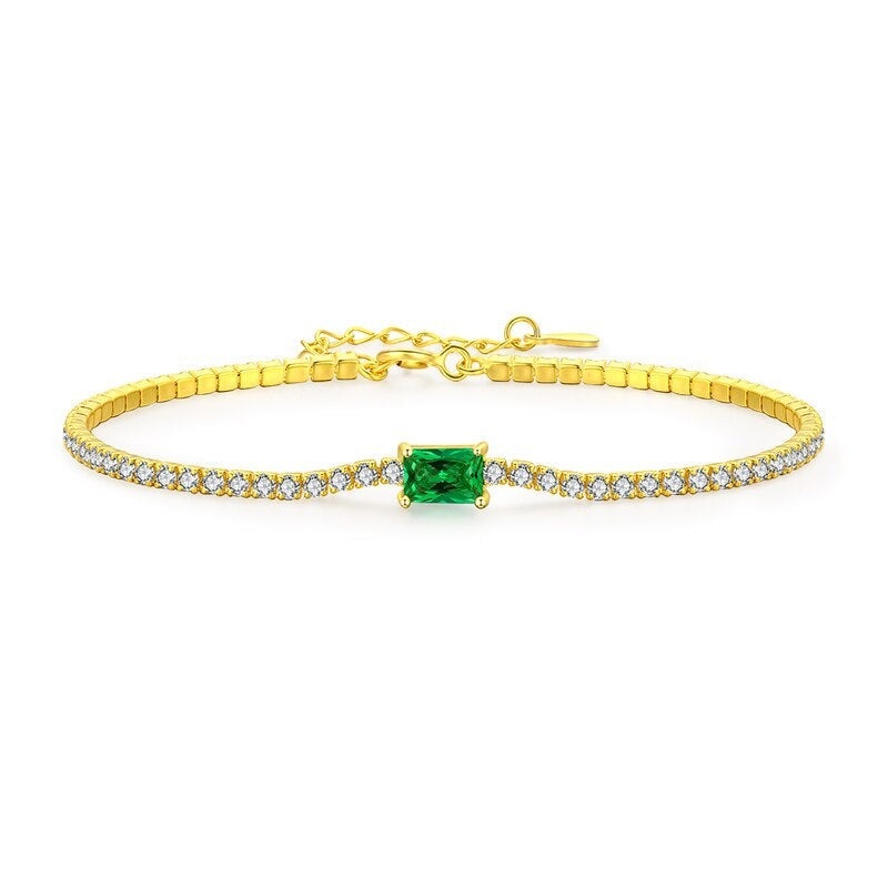 Green Zircon Bracelet - Gold
