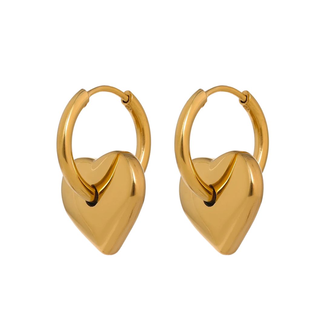 Hoop Heart Earring - Gold