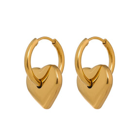 Hoop Heart Earring - Gold