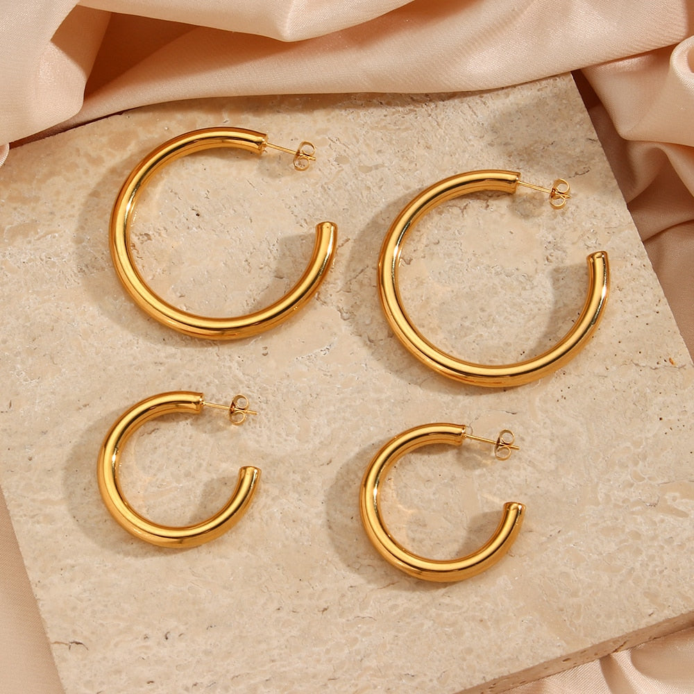 Plain Hoop Earring - Gold