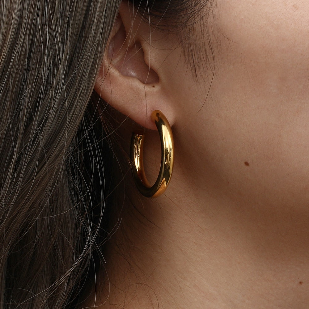 Plain Hoop Earring - Gold