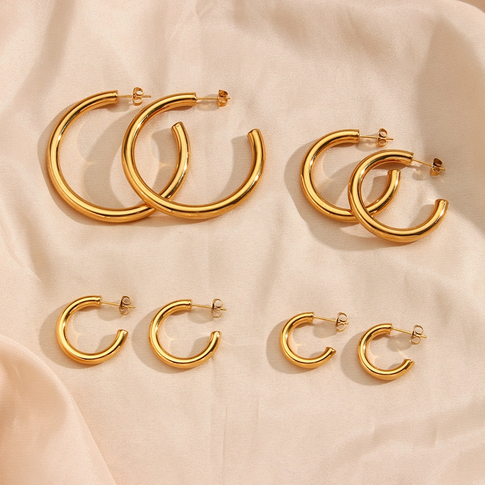 Plain Hoop Earring - Gold