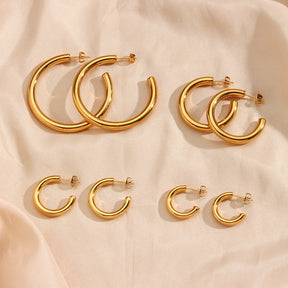 Plain Hoop Earring - Gold