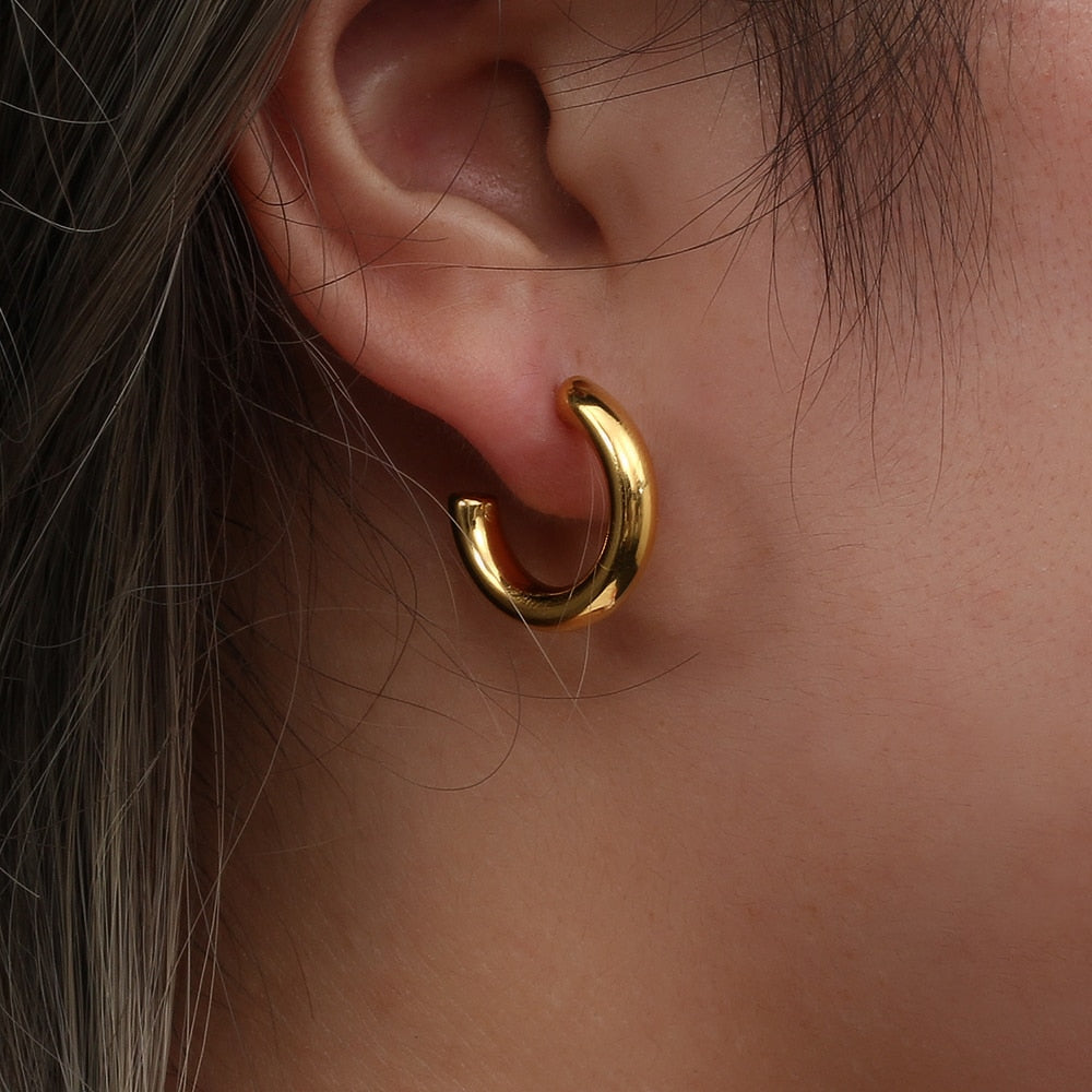 Plain Hoop Earring - Gold