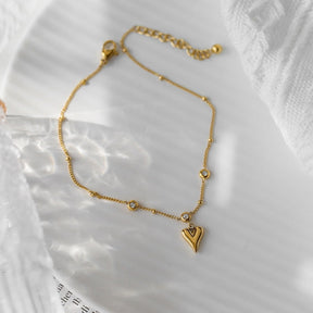 Heart Anklet - Gold