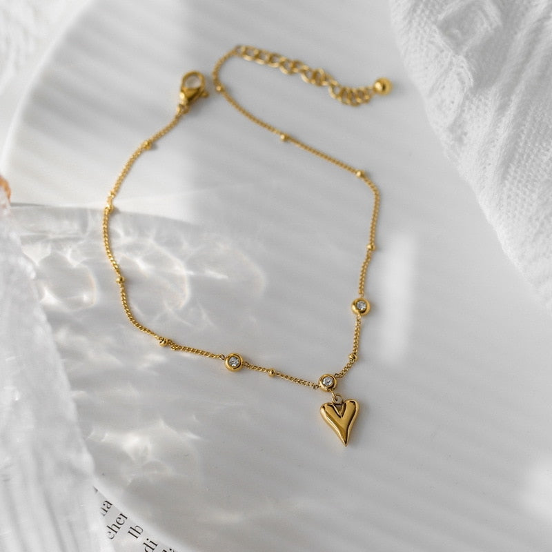 Heart Anklet - Gold
