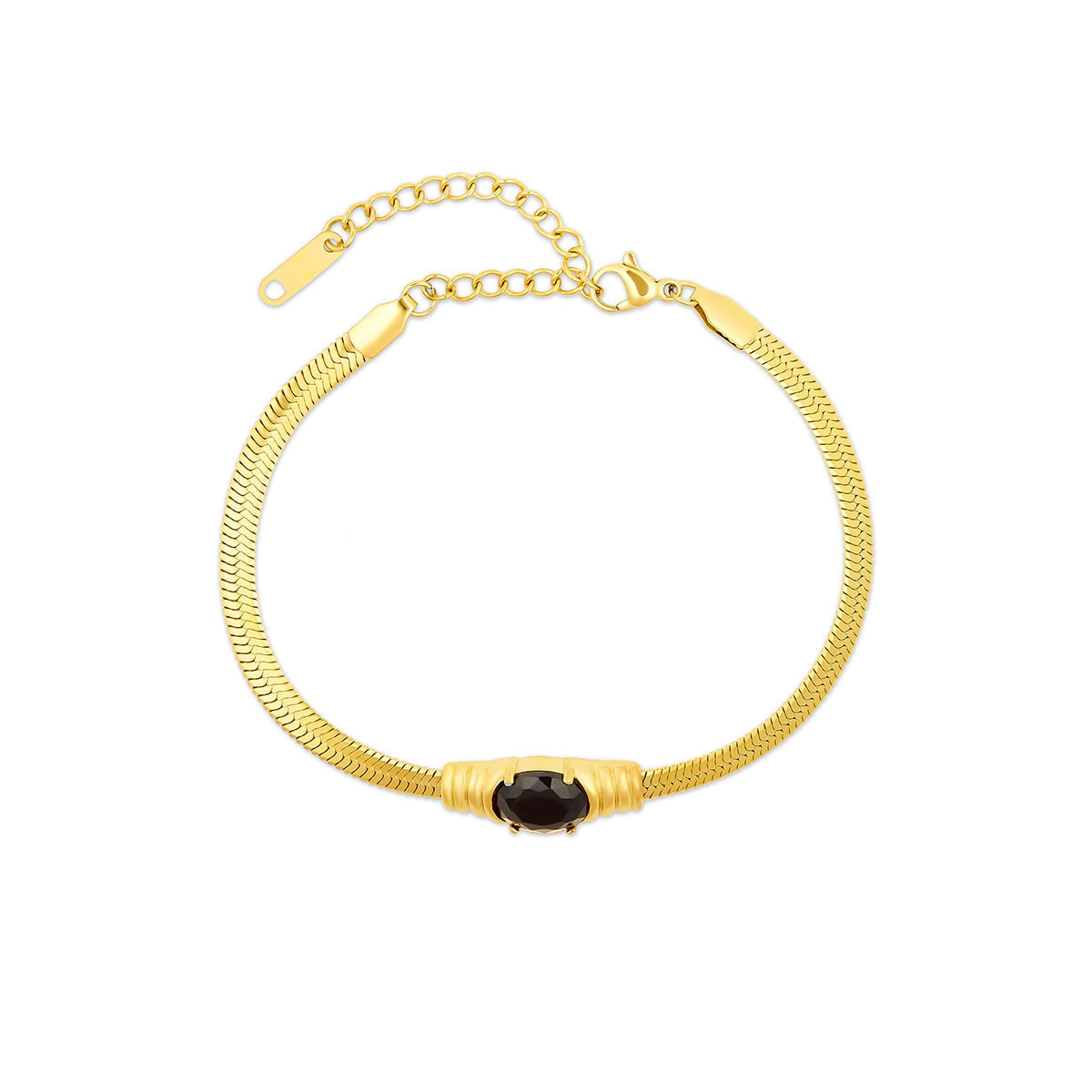 Onyx Stone Mesh Bracelet - Gold