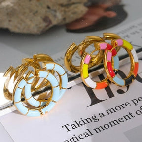 Colorful Gold Hoop Earrings - Gold