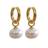 Pearl Hoop Earring - Gold