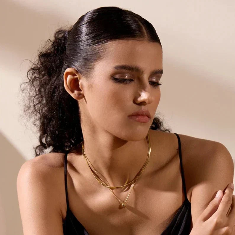 Double Chain  Pendant Necklace - Gold