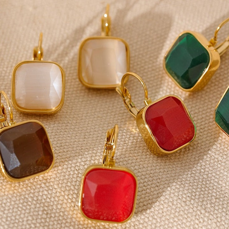 Square Gold Hoop Earring - Gold