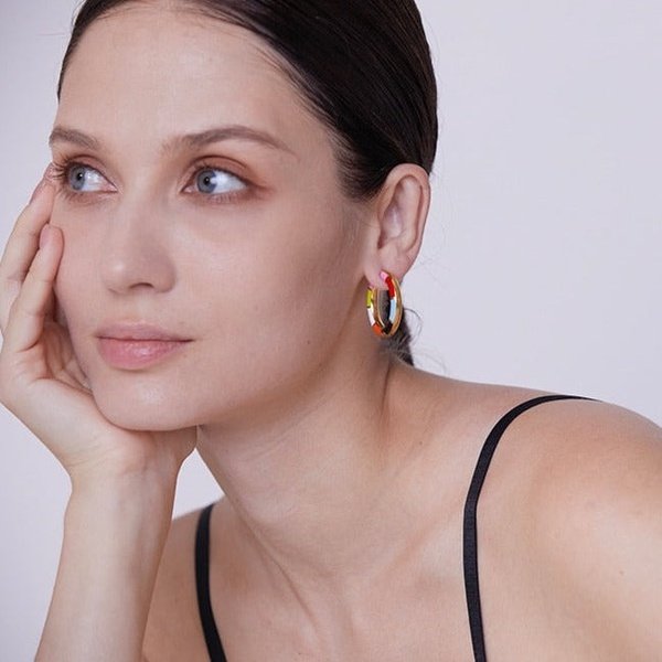 Colorful Gold Hoop Earrings - Gold