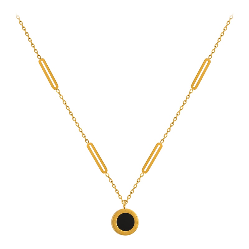 Roman Numerals Pendant Necklace - Gold