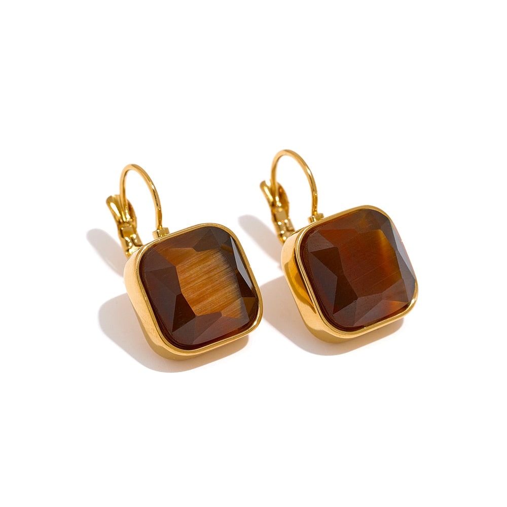 Square Gold Hoop Earring - Gold