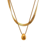 Double Chain  Pendant Necklace - Gold