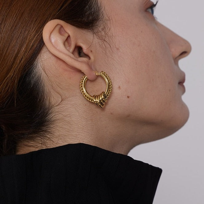 Woven Hoop Earring - Gold