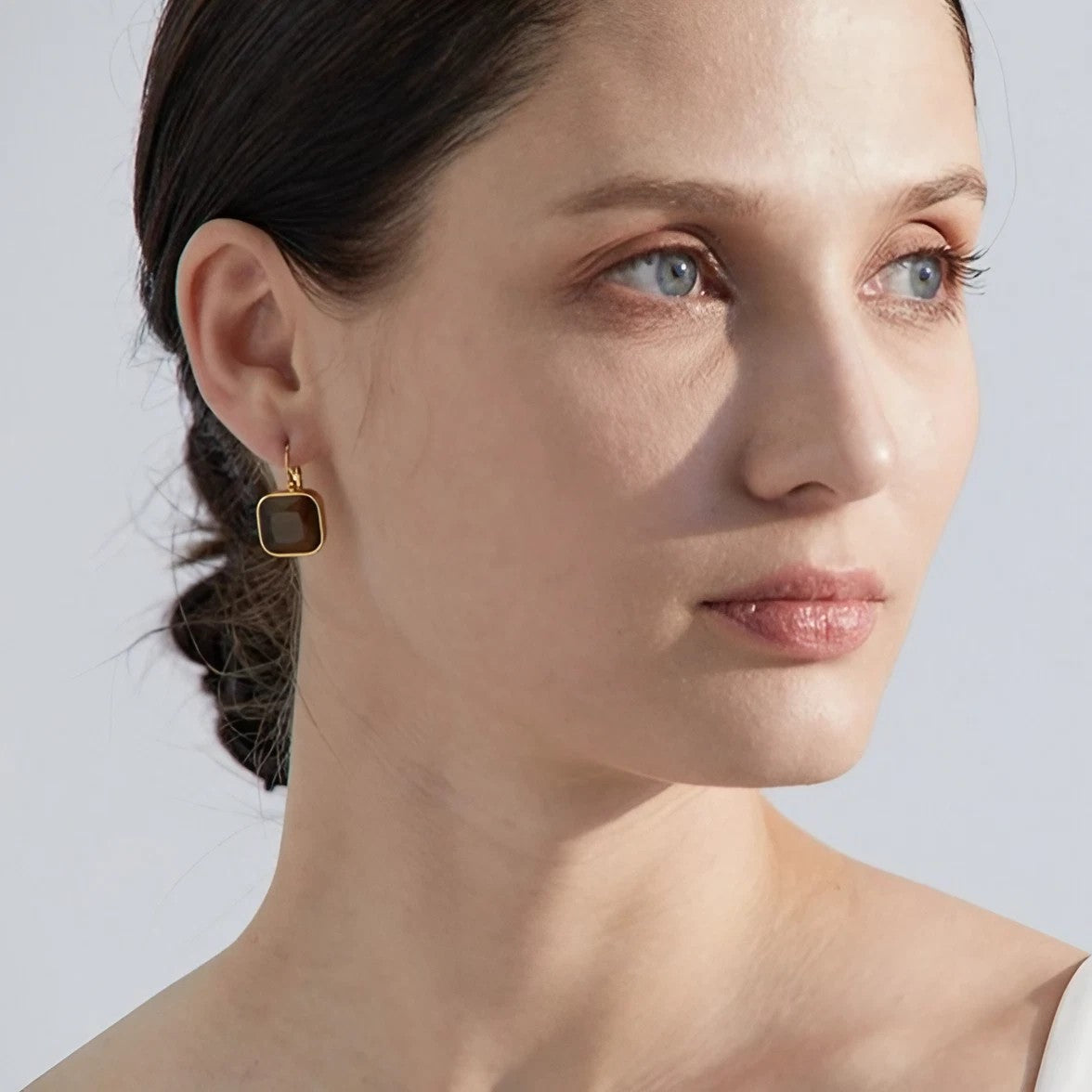 Square Gold Hoop Earring - Gold