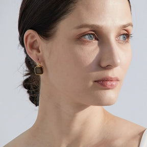 Square Gold Hoop Earring - Gold