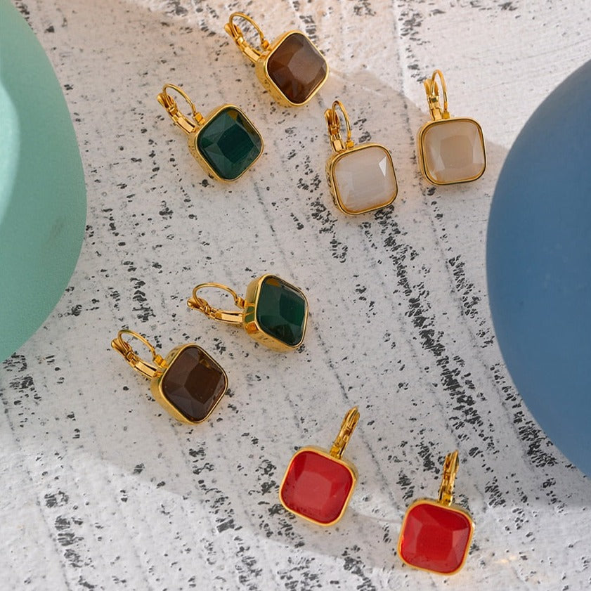 Square Gold Hoop Earring - Gold