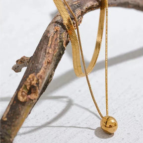 Double Chain  Pendant Necklace - Gold
