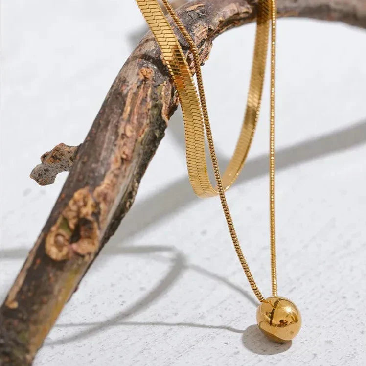 Double Chain  Pendant Necklace - Gold
