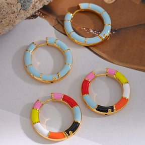 Colorful Gold Hoop Earrings - Gold