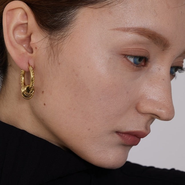 Woven Hoop Earring - Gold