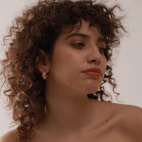 Moon and Stars Half Hoop Earrings - Gold