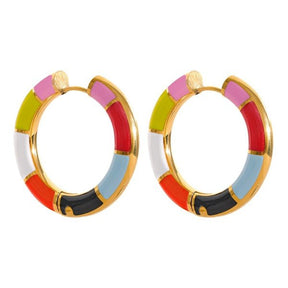 Colorful Gold Hoop Earrings - Gold