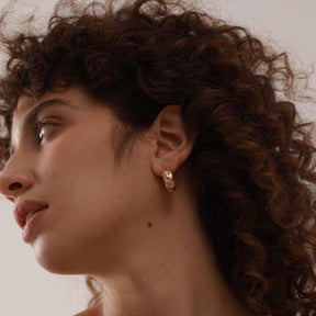 Moon and Stars Half Hoop Earrings - Gold