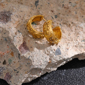 Moon and Stars Half Hoop Earrings - Gold