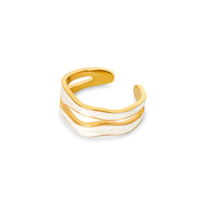 Abalone Shell Abstract Ring - Gold (Adjustable)