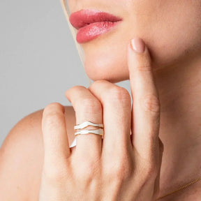 Abalone Shell Abstract Ring - Gold (Adjustable)
