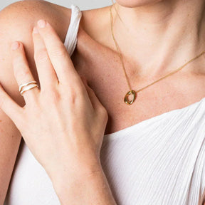 Abalone Shell Abstract Ring - Gold (Adjustable)
