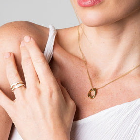 Abalone Shell Abstract Ring - Gold (Adjustable)
