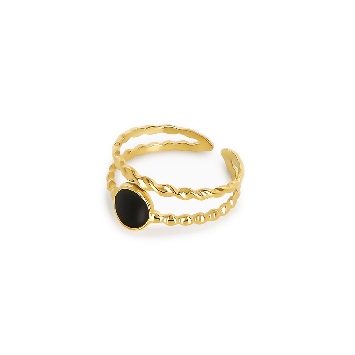 Onyx Ring - Gold (Adjustable)