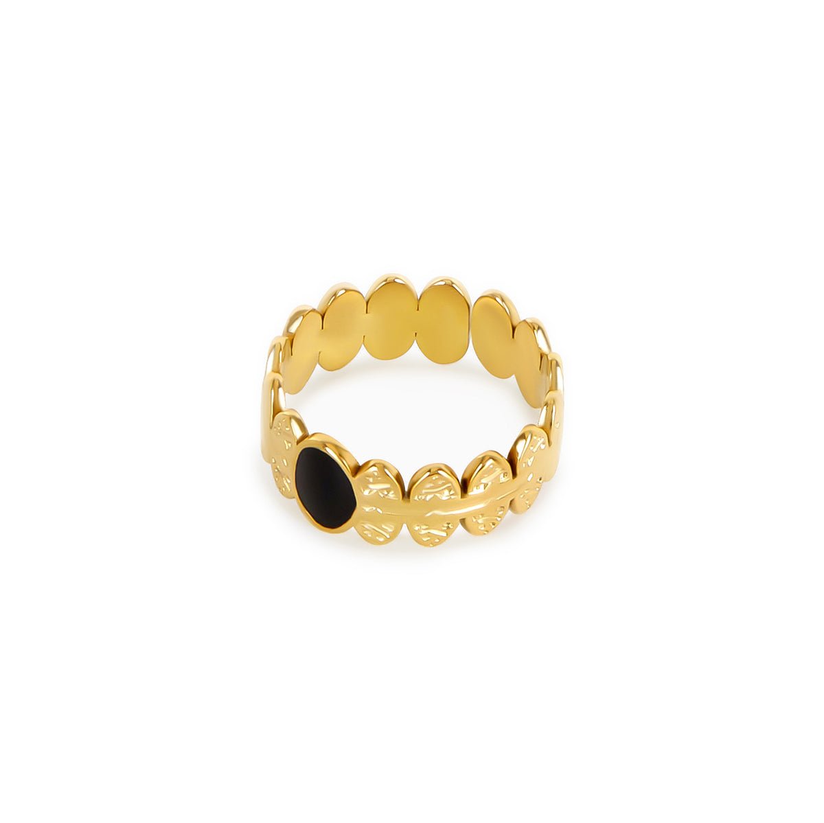 Onyx Stone Ring - Gold (Adjustable)