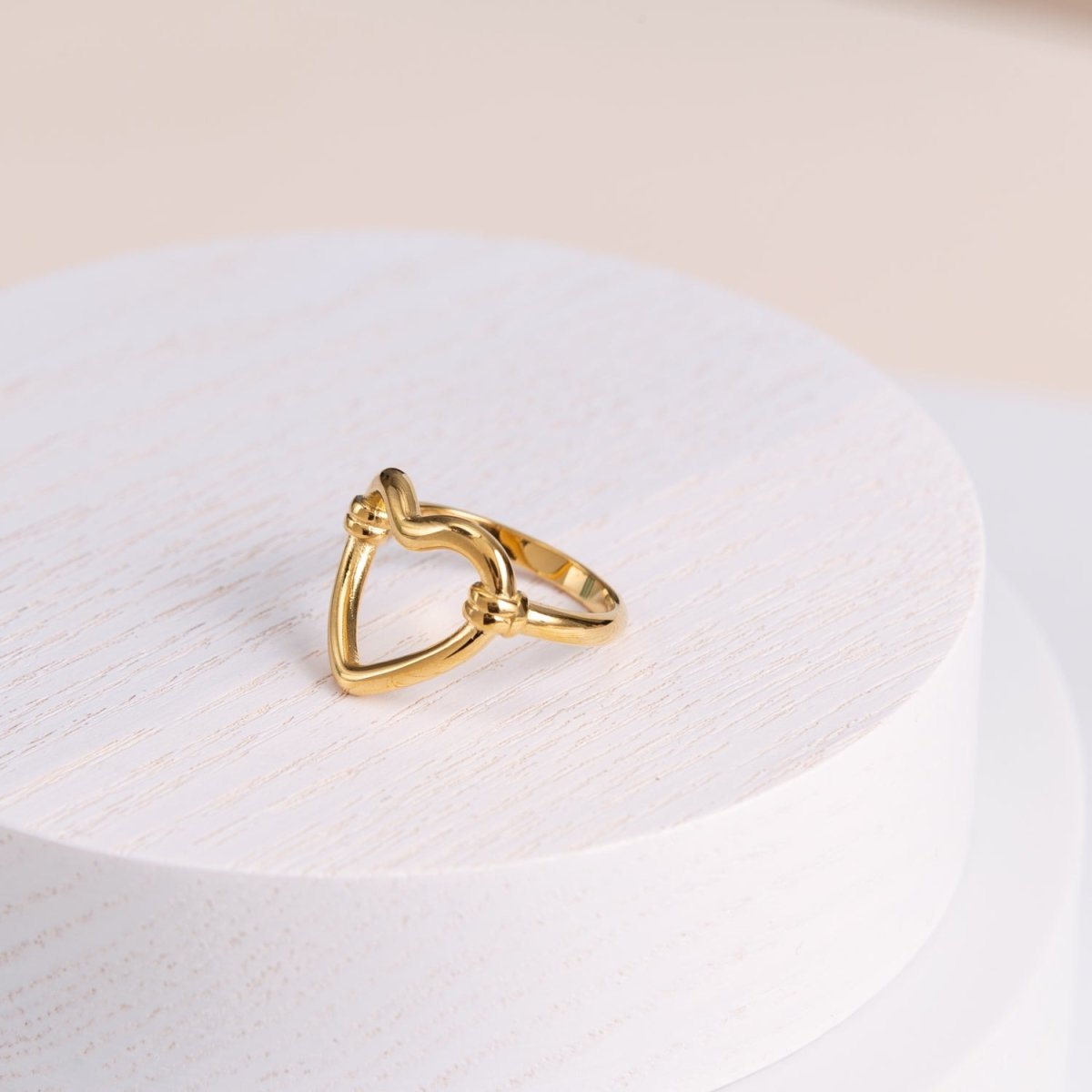 Heart Shaped Hollow Ring - Gold