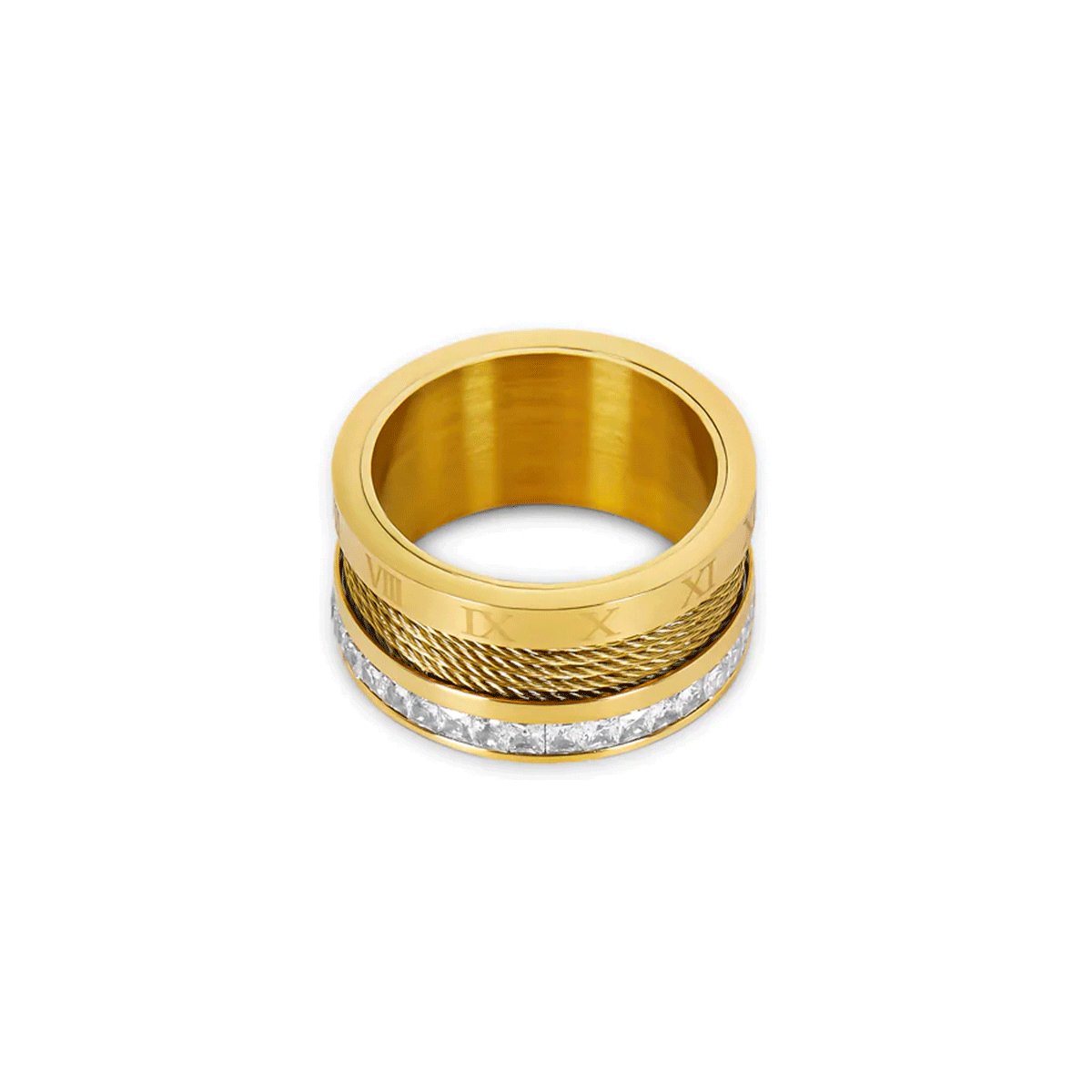 Arame and Crystal Ring - Gold
