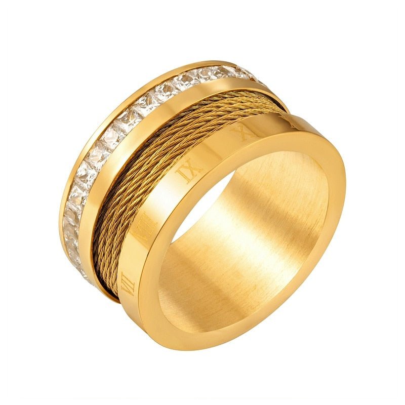 Arame and Crystal Ring - Gold