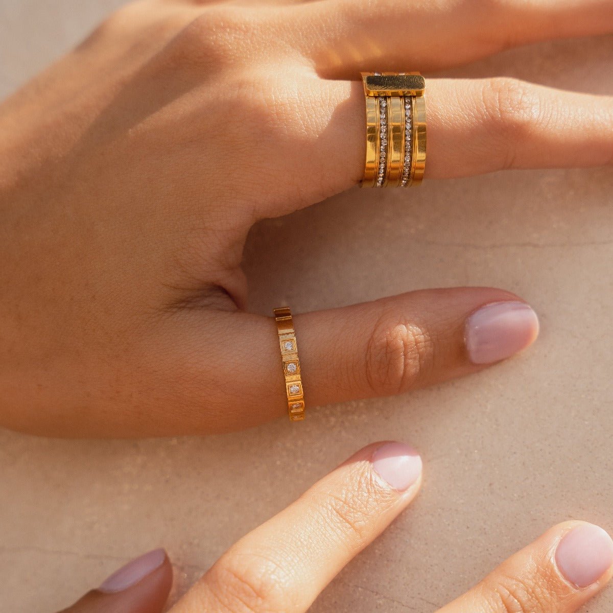 Stone Block Ring - Gold