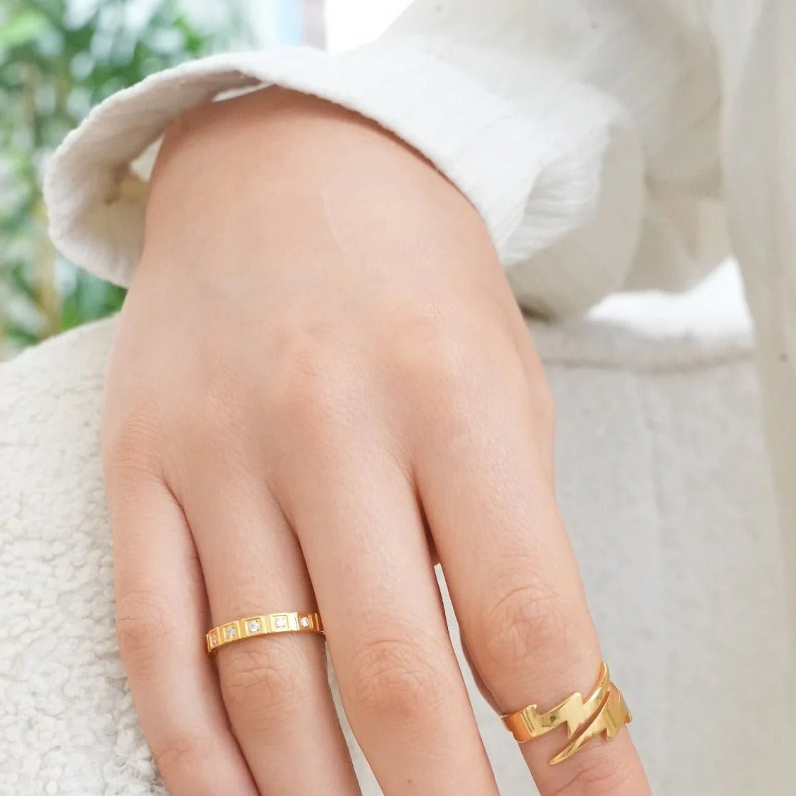 Stone Block Ring - Gold