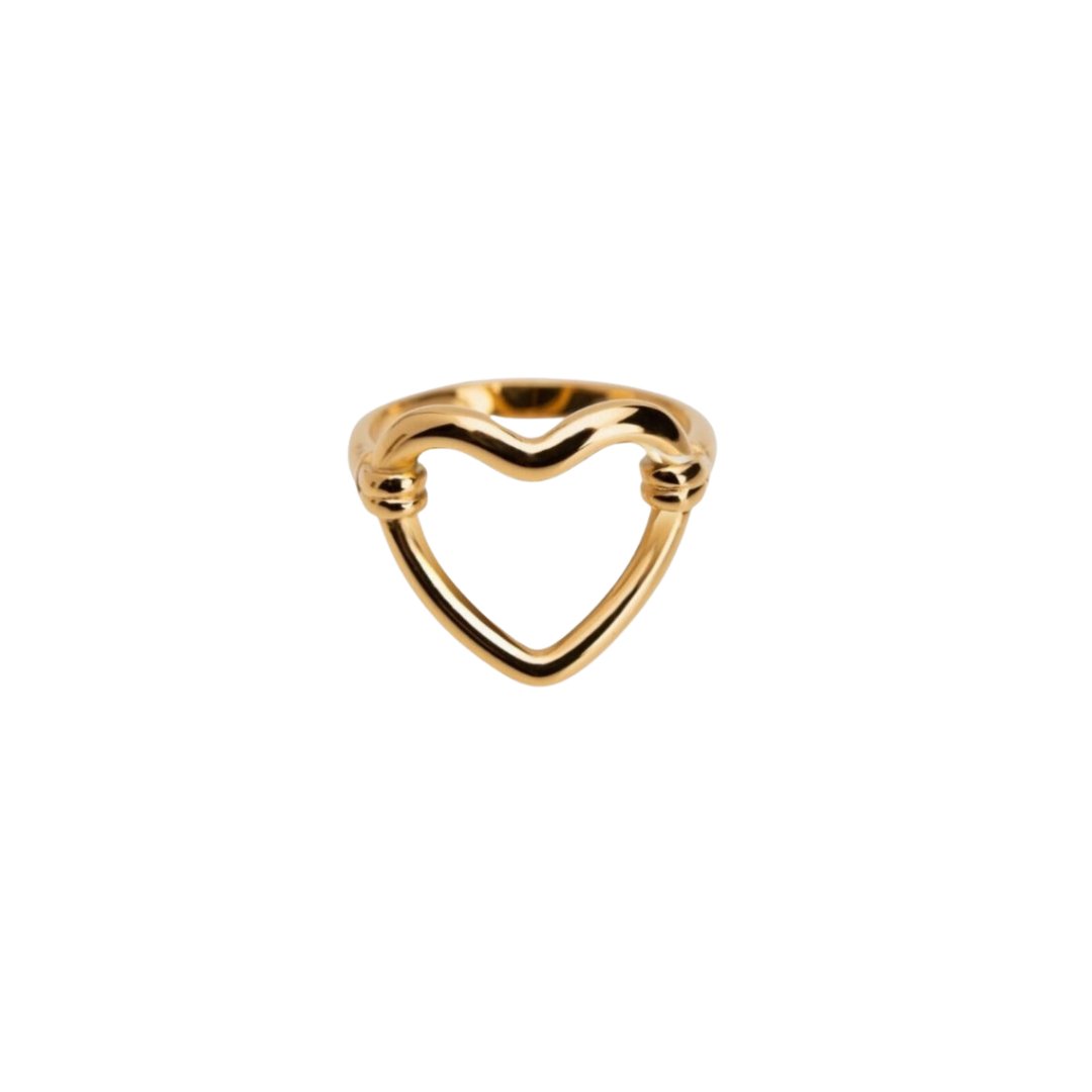 Heart Shaped Hollow Ring - Gold