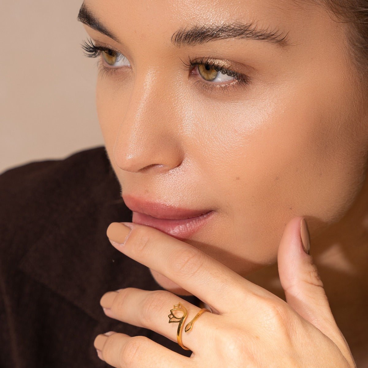 Lotus Flower Ring - Gold (Adjustable)