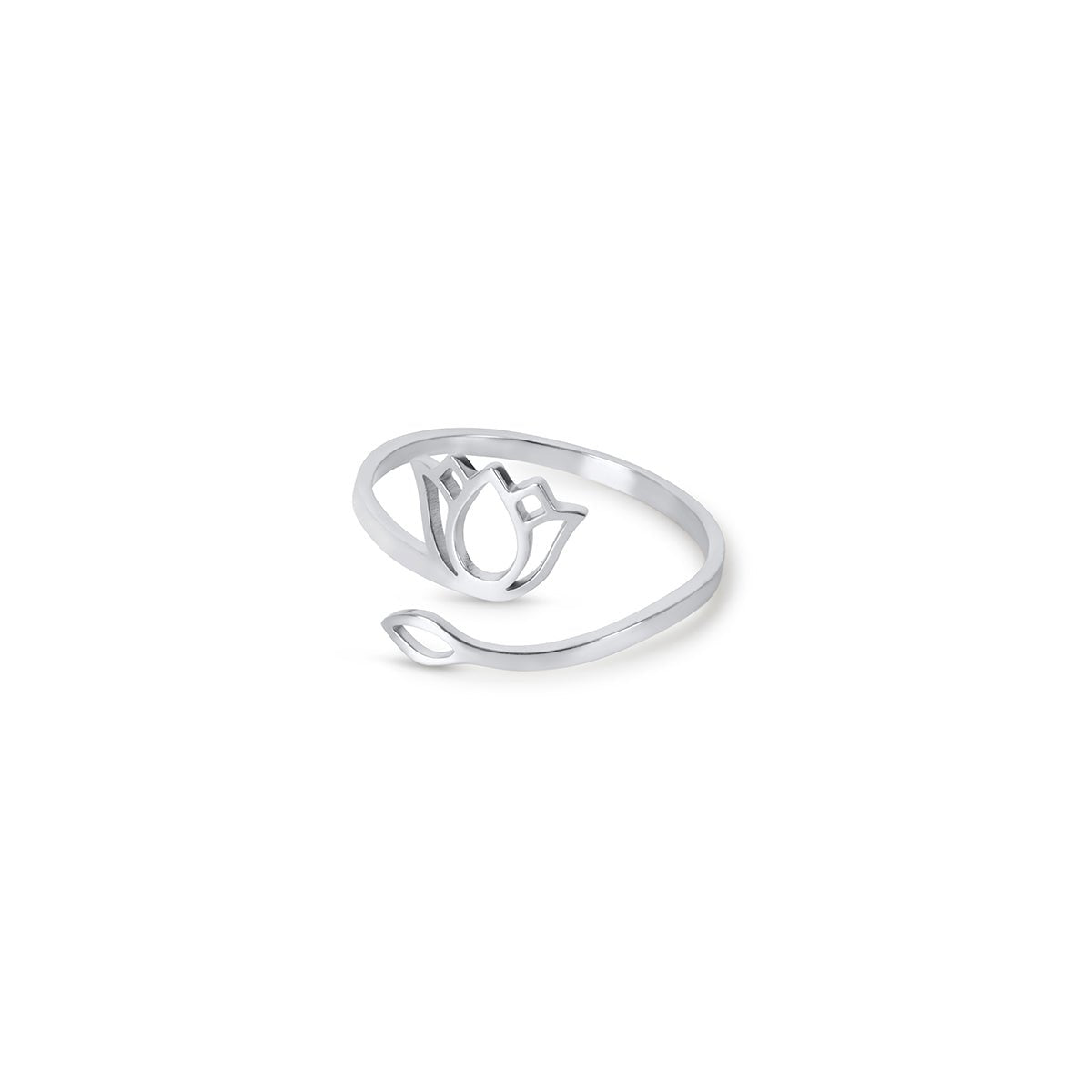 Lotus Flower Ring - Silver (Adjustable)