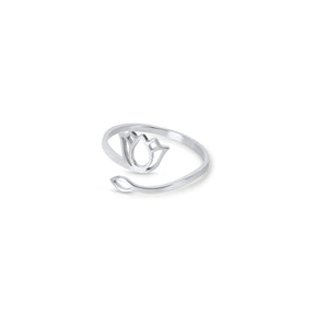 Lotus Flower Ring - Silver (Adjustable)
