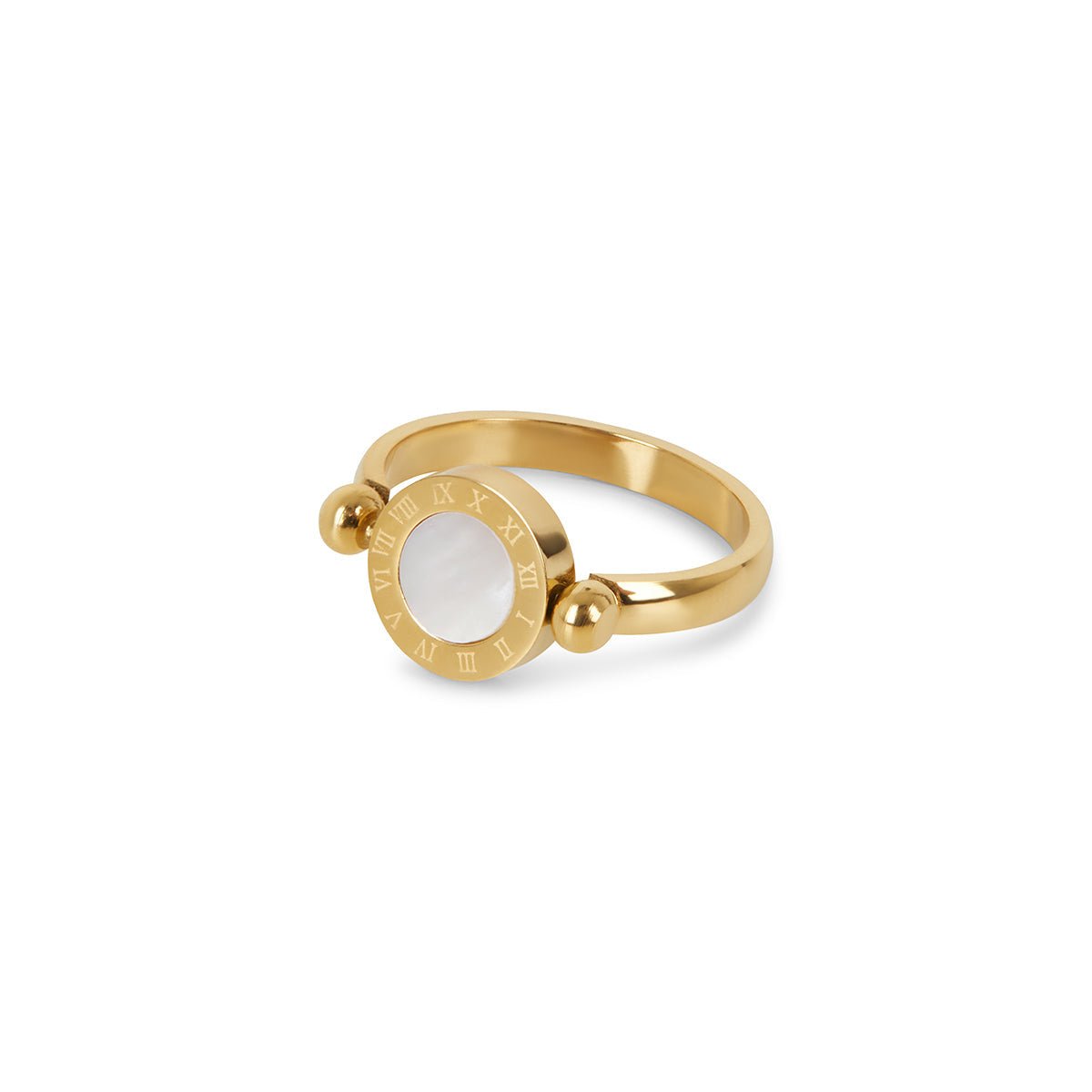 Roman Numeral Medallion Ring - Gold
