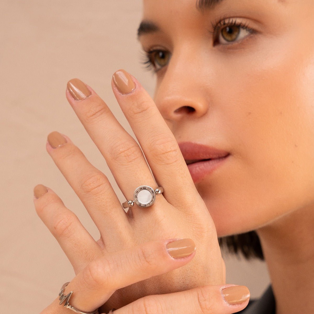 Roman Numeral Medallion Ring - Silver