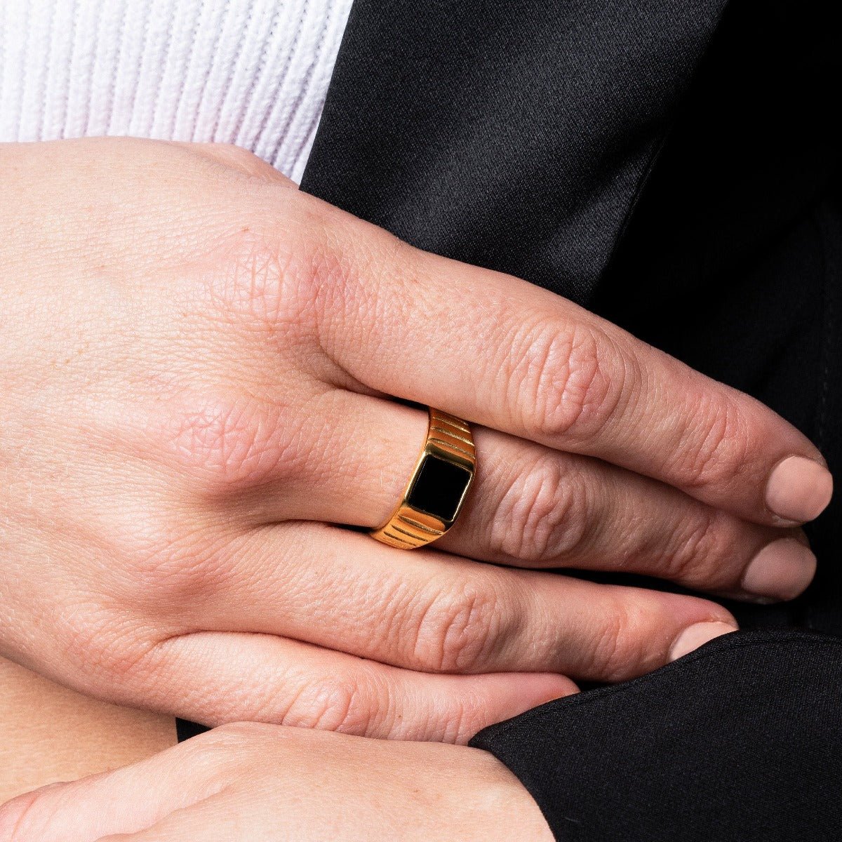 Black Square Ring - Gold