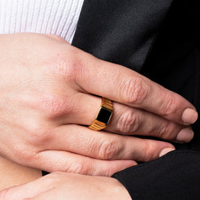 Black Square Ring - Gold